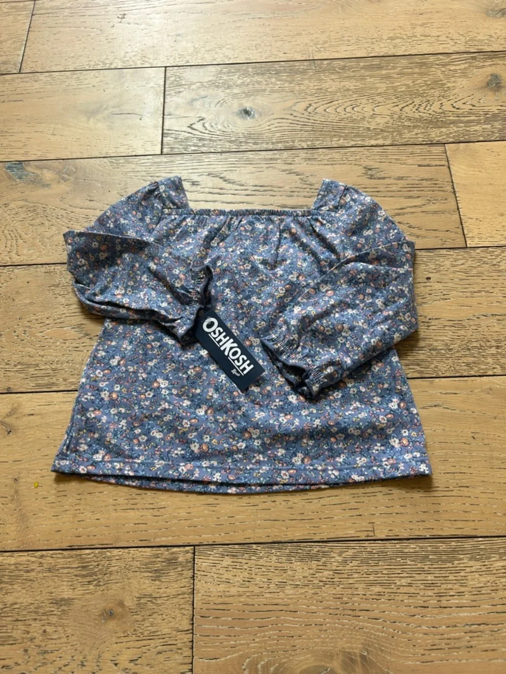 OshKosh B'gosh Blue Floral Smocked Long-Sleeve Top
